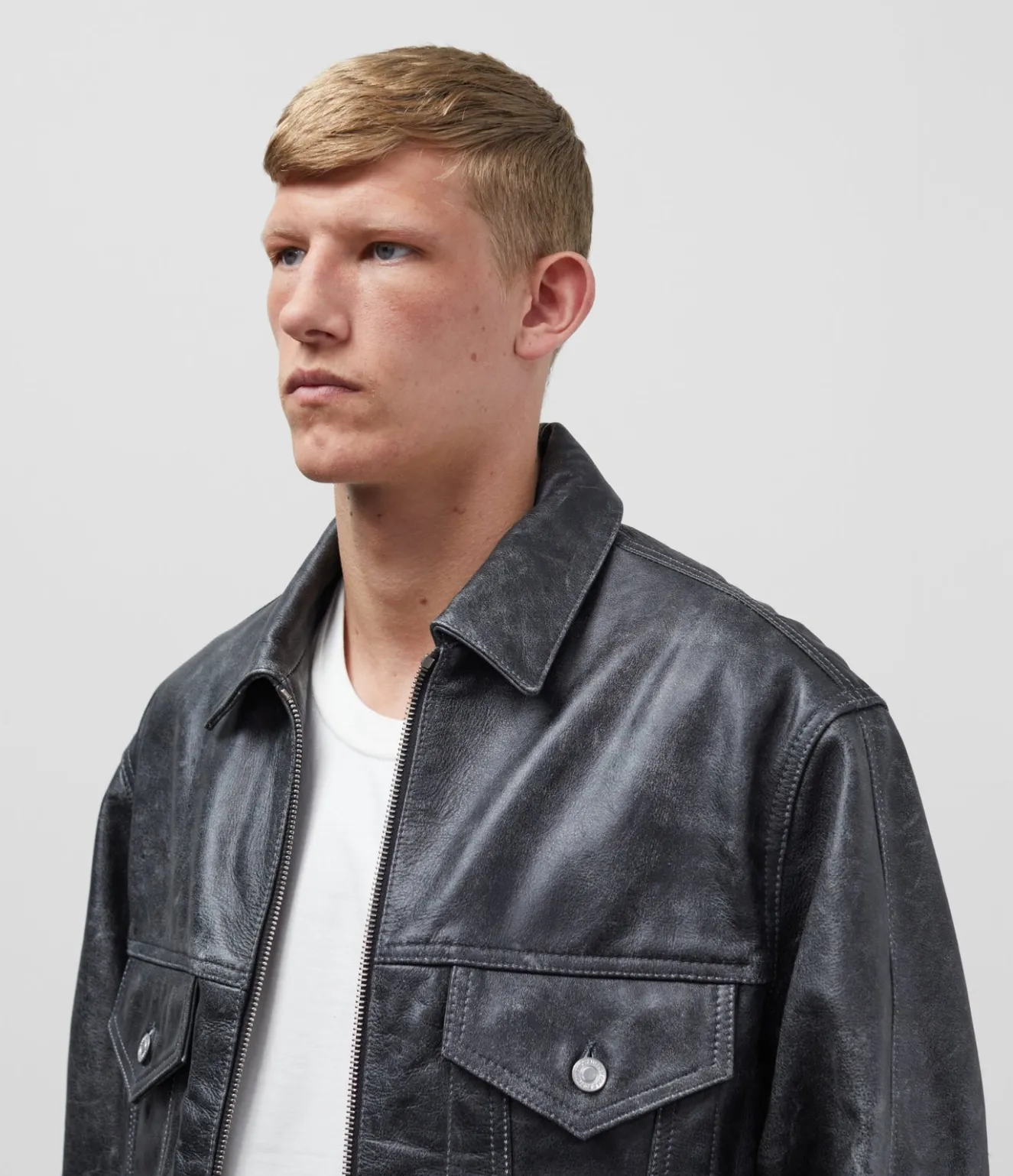 Online CB CRACKED LEATHER TRUCKER Outerwear|Leather