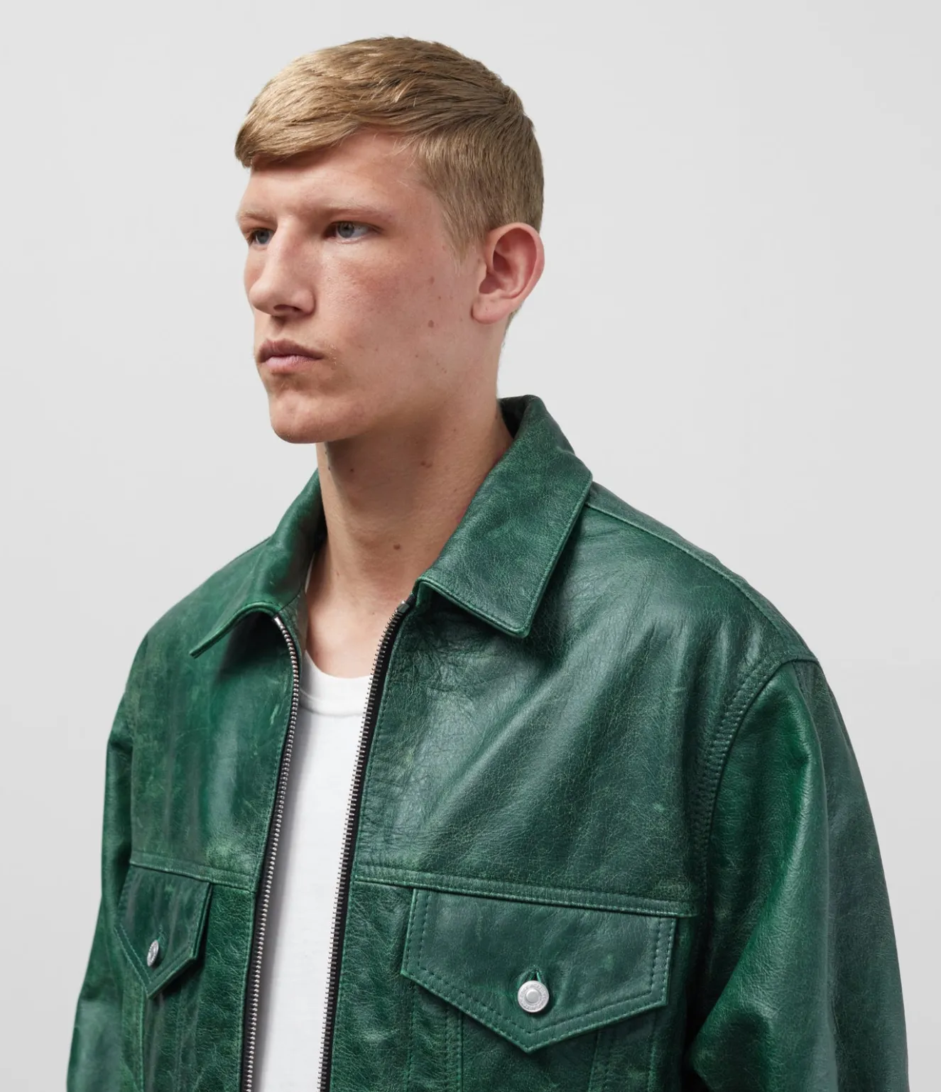 CB CRACKED LEATHER TRUCKER Outerwear|Leather