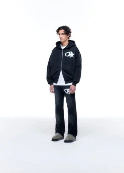 Discount CB STAR DISTRESSED POCKET ZIPPED HOODIE Hoodies