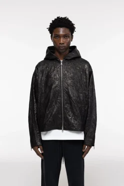 Online CRUNCH ZIPPED LEATHER JACKET Outerwear|Leather
