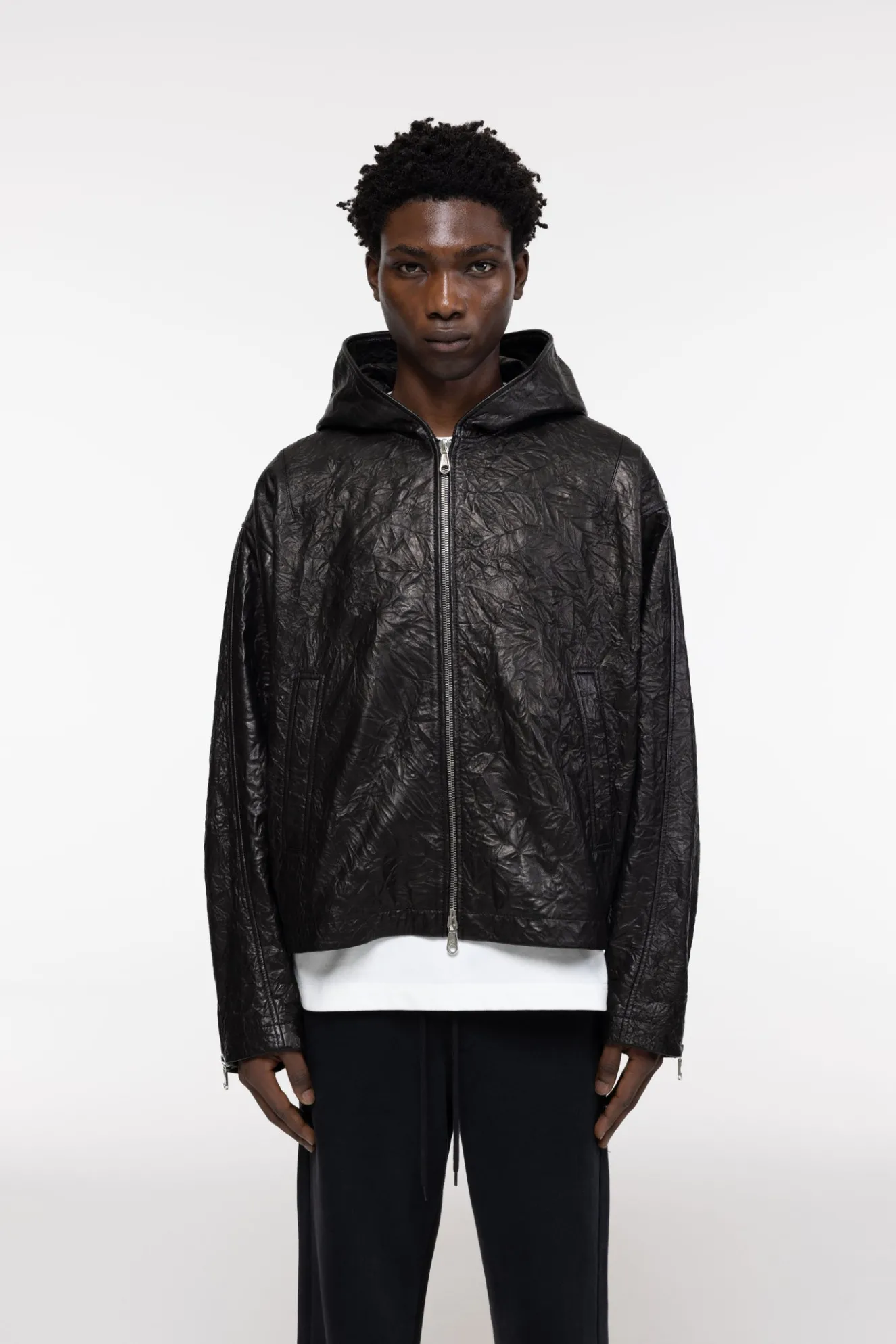 Online CRUNCH ZIPPED LEATHER JACKET Outerwear|Leather