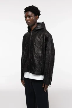 Online CRUNCH ZIPPED LEATHER JACKET Outerwear|Leather