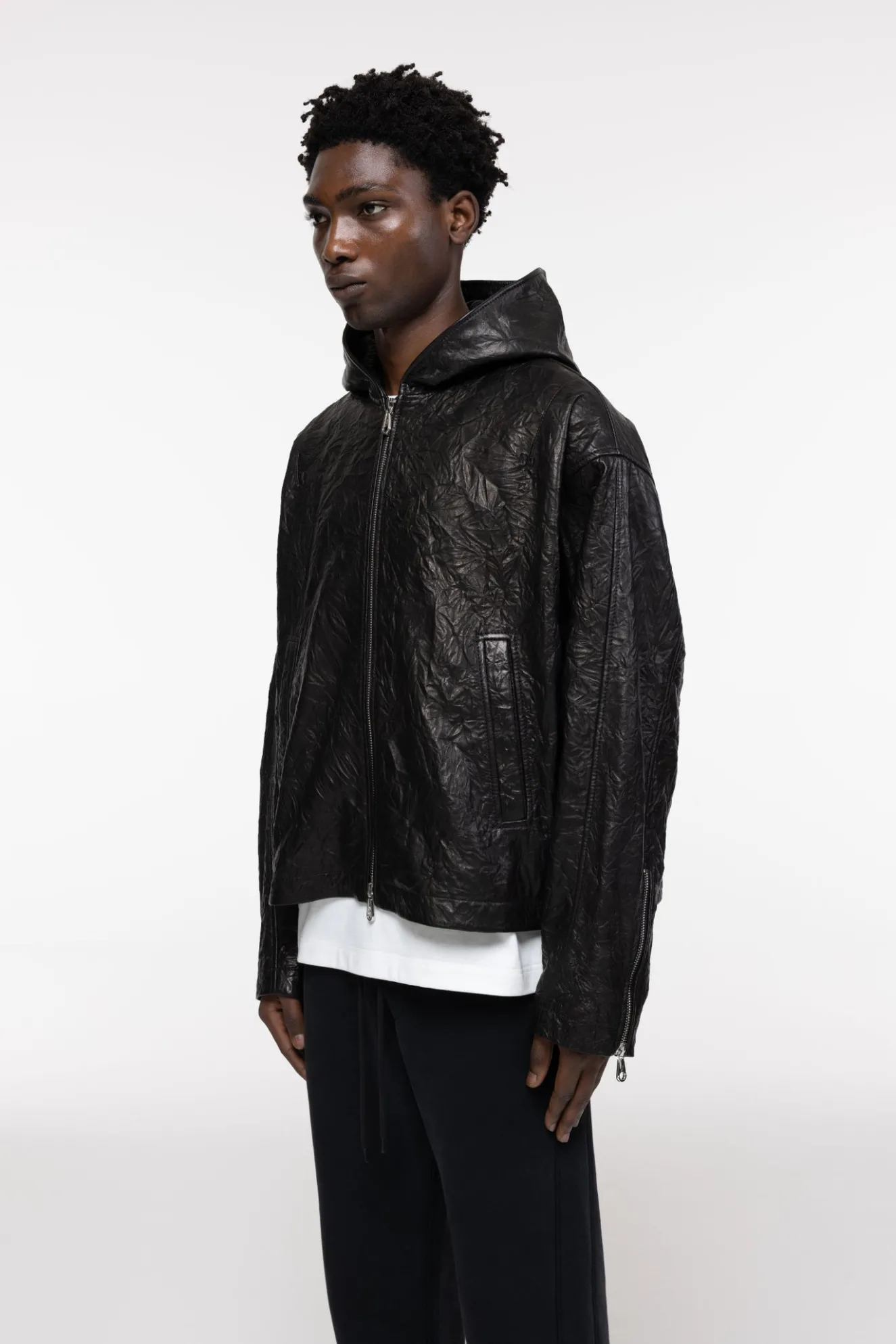 Online CRUNCH ZIPPED LEATHER JACKET Outerwear|Leather