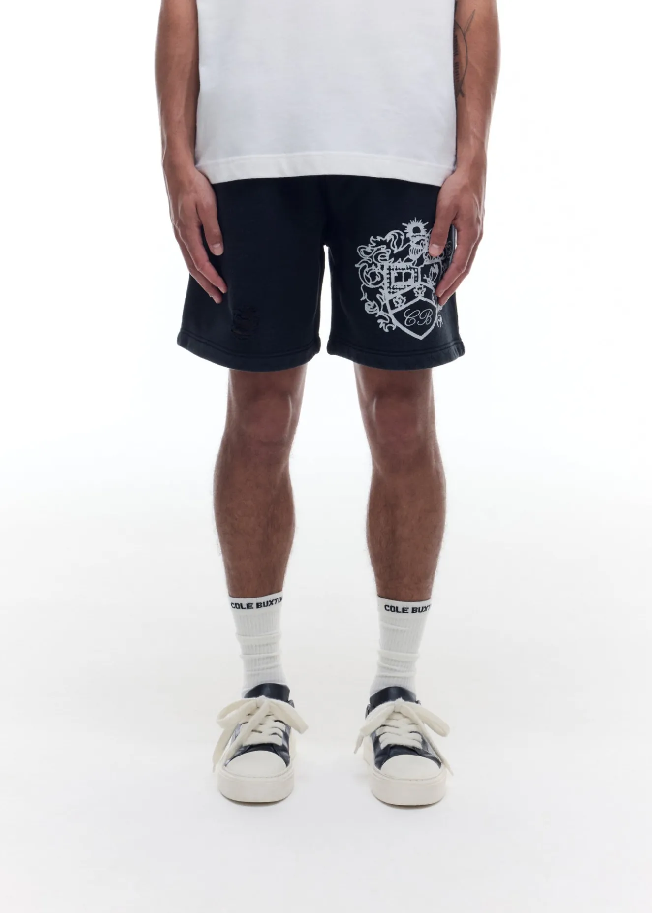 New DISTRESSED COLLEGIATE CREST SHORTS Shorts