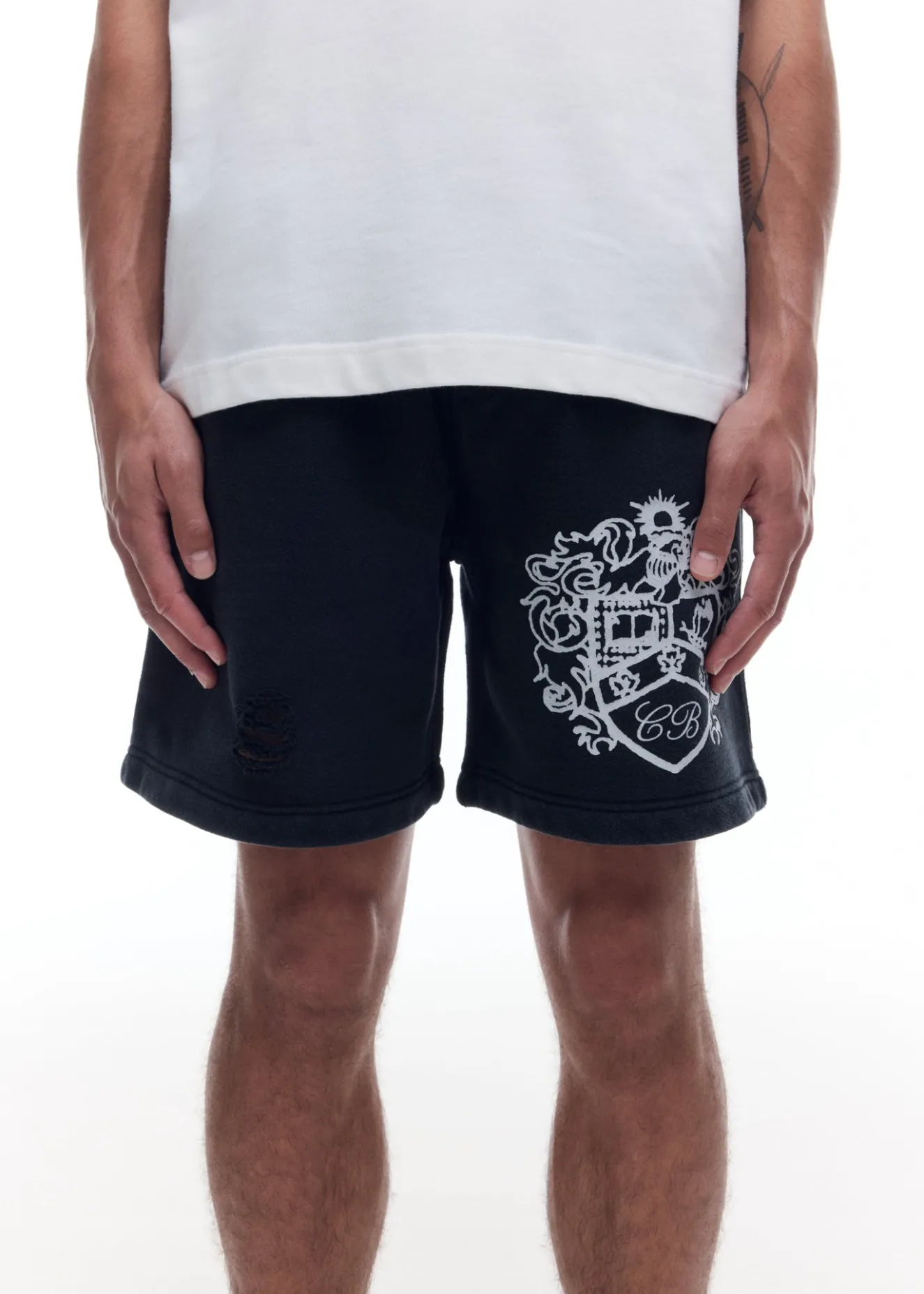 New DISTRESSED COLLEGIATE CREST SHORTS Shorts