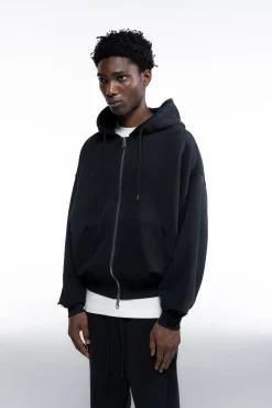 Best DISTRESSED ZIPPED HOODIE Hoodies