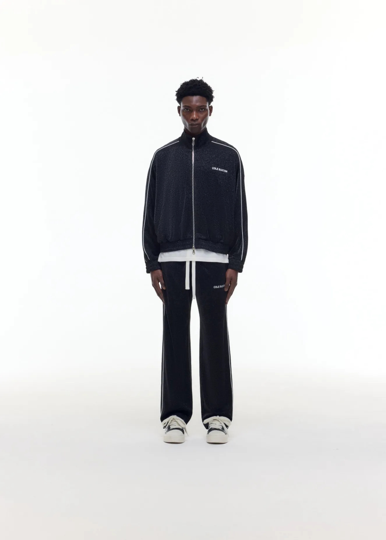 Hot GLITTER PIPED TRACK PANTS Pants