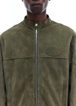 New SUEDE CAFE RACER JACKET Outerwear|Leather
